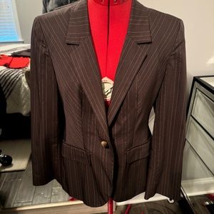 Anne Klein Ladies Pantsuit Chocolate Brown with Red Pinstripe
